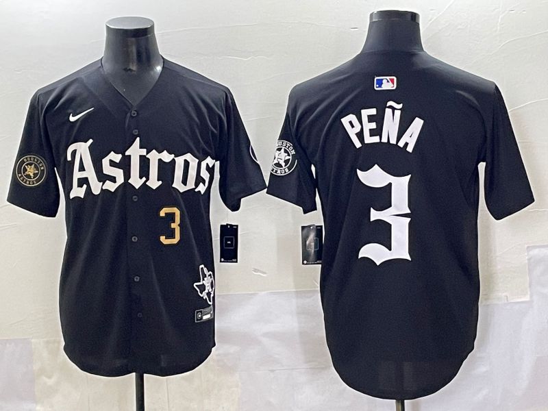 Men 2025 Houston Astros 3 Pena Black Five generations Joint Name Nike MLB Jersey style 13